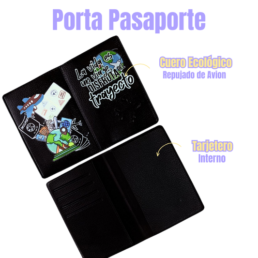 Porta Pasaporte Negro