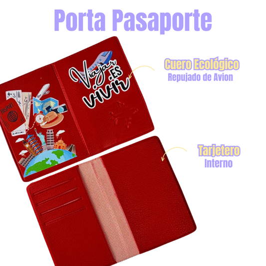 Porta Pasaporte Rojo Viajar