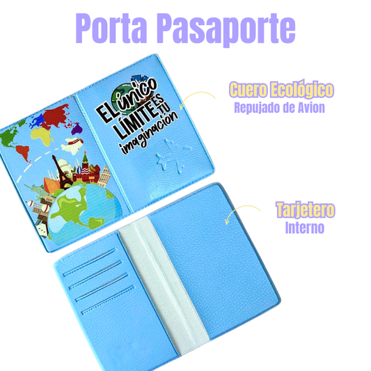 Porta Pasaporte Azul Pastel