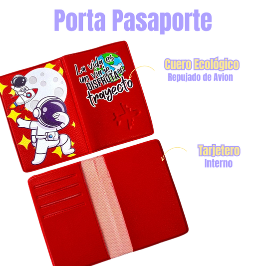Porta Pasaporte Rojo Astronauta