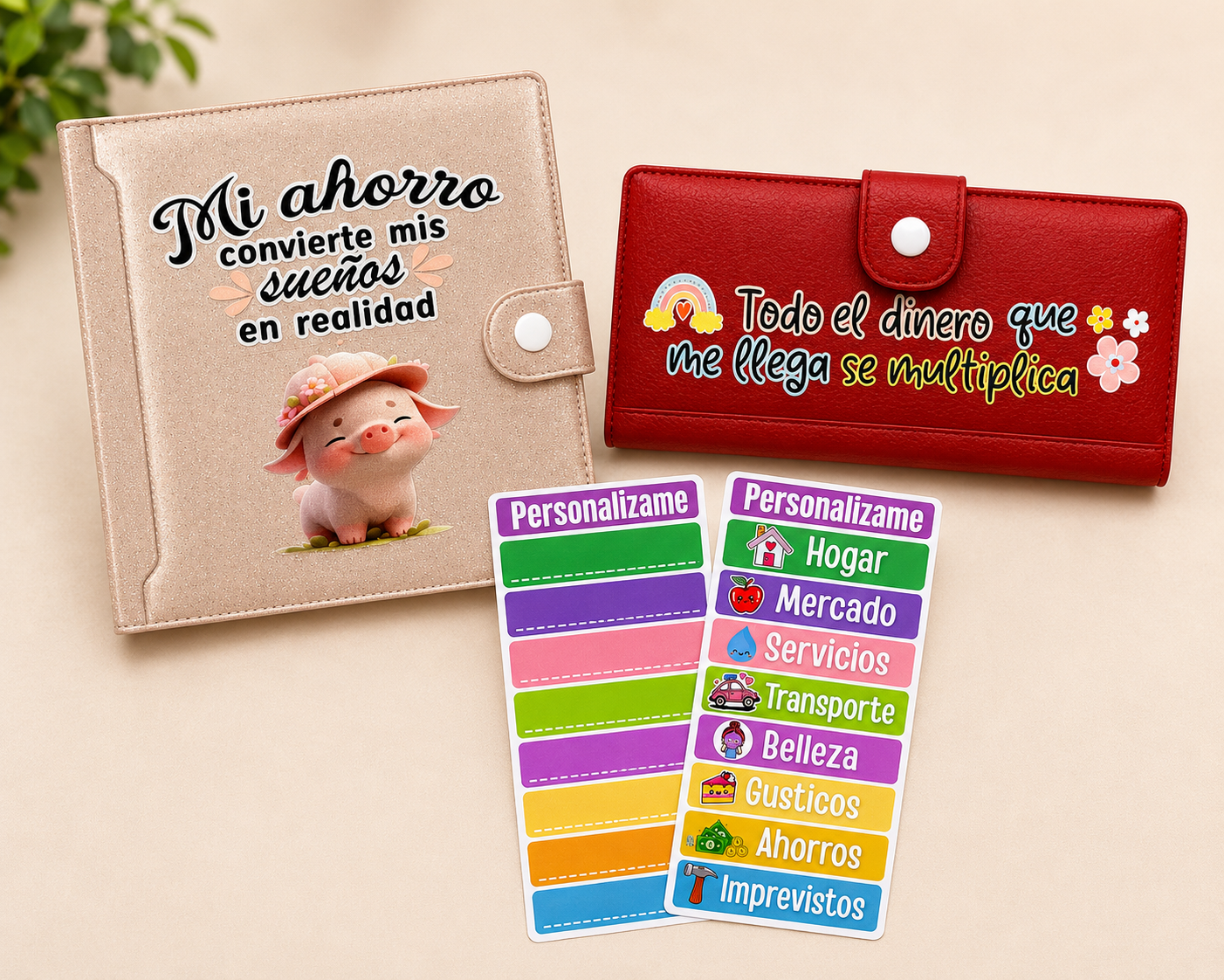 Kit Financiero  (Carpeta Palo Rosa y Billetera Roja)