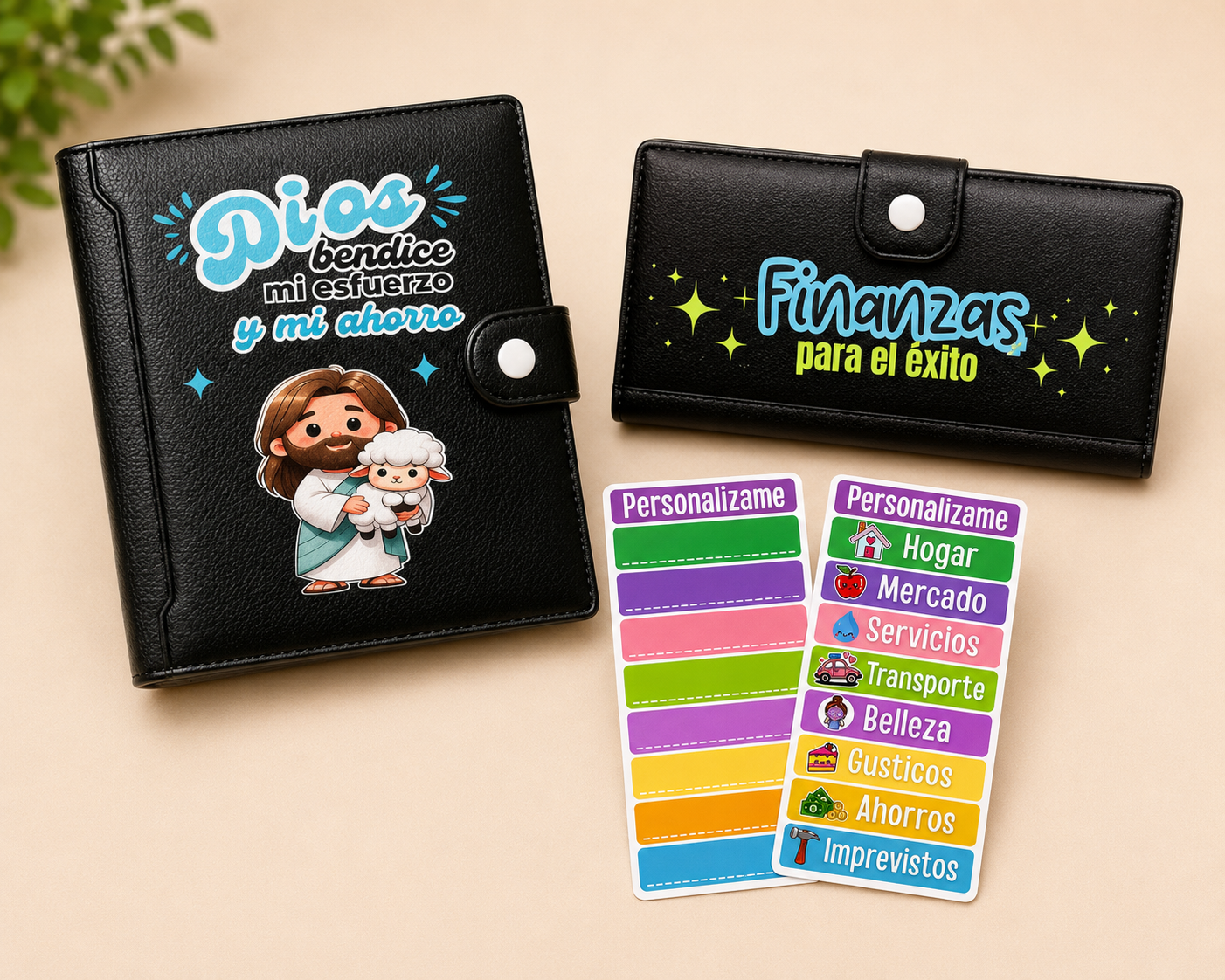 Kit Financiero  (Carpeta Negra  y Billetera Negro Brillante)