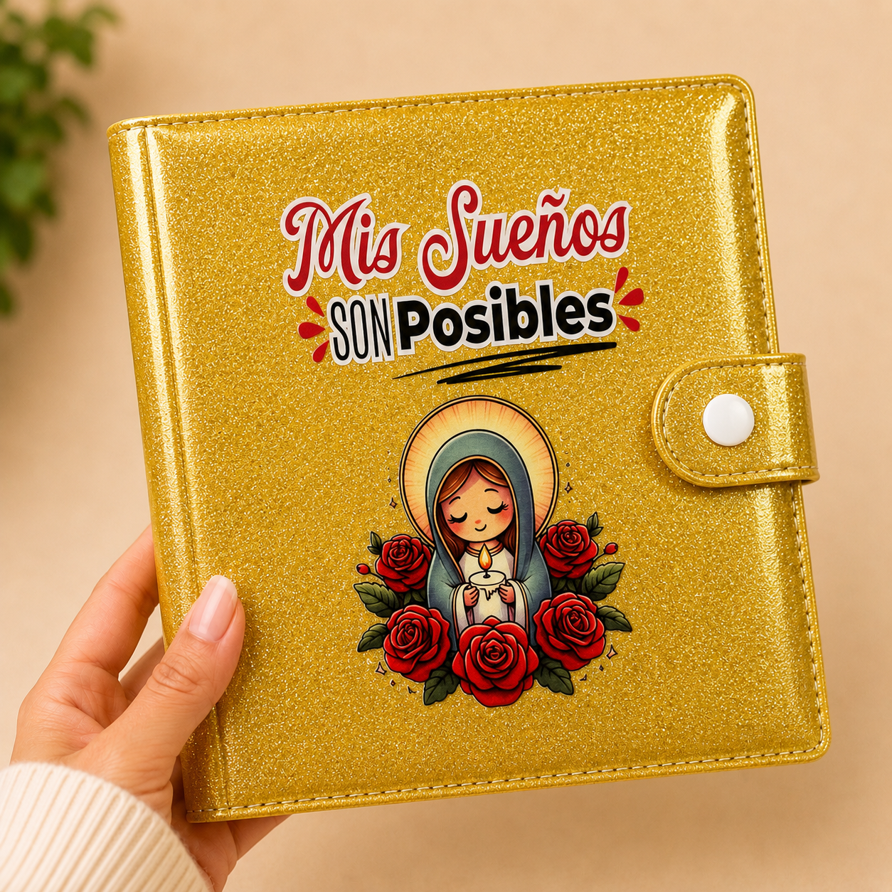 Carpeta de Ahorro color Dorado Virgen Maria